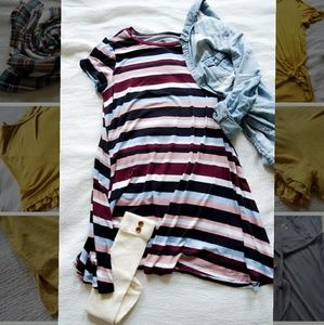 Arizona Jean Co. Maroon Striped Dress